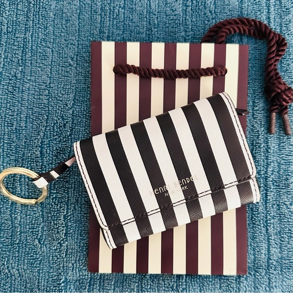 henri bendel Handbags - NWOT Henri Bendel Blk/White TriFold Wallet w/ brown/white striped gift bag 🤎🤍🖤
